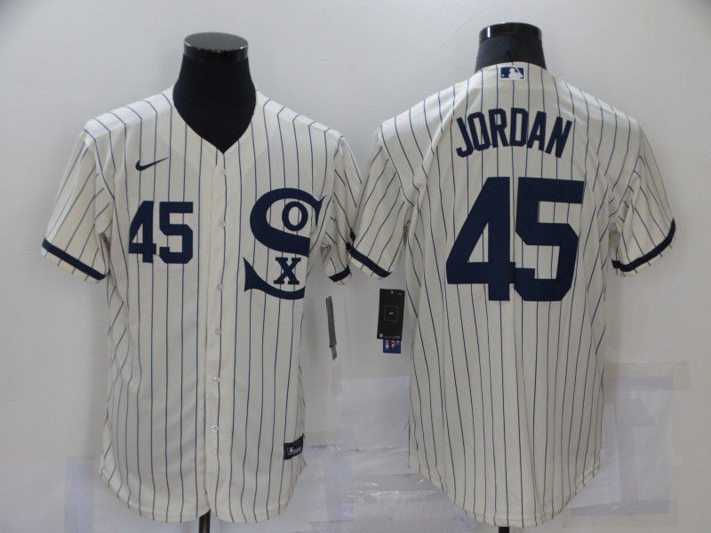 Men Chicago White Sox 45 Jordan Cream stripe Dream version Elite Nike 2021 MLB Jersey